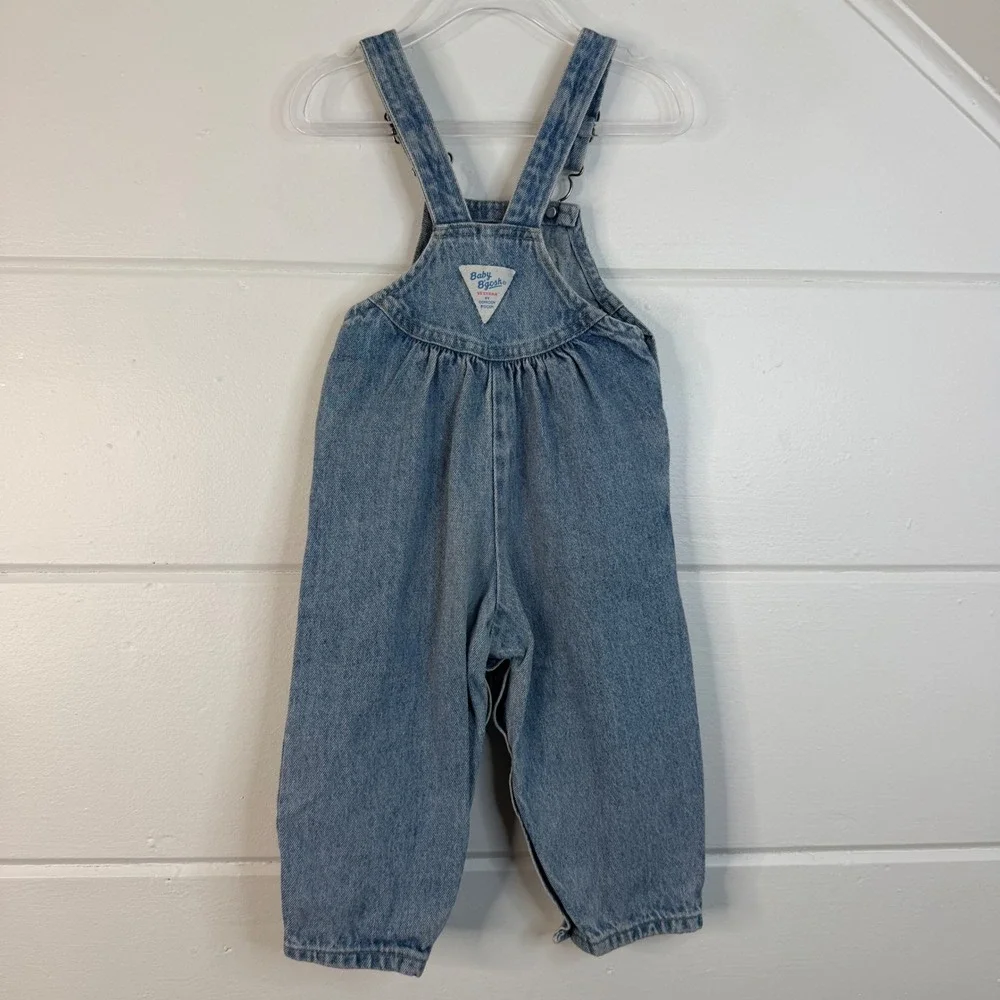 VTG OshKosh B'Gosh Baby BGosh 24 Months Denim Girls Vestbak Overalls Light Wash
